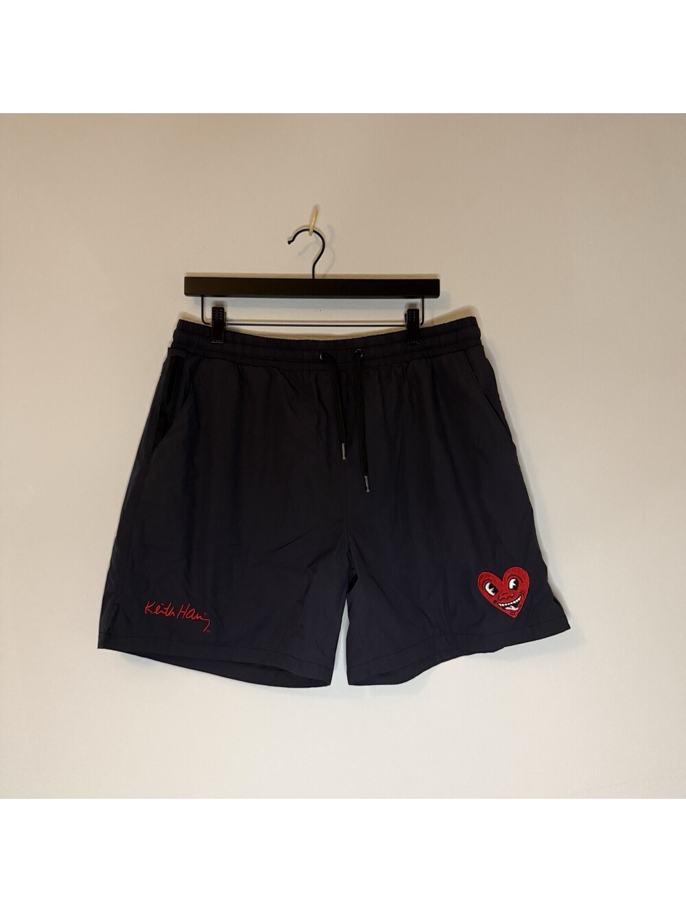 Keith Haring x Shoe Palace Men’s Swim Trunks XL Black Heart Logo Board Shorts